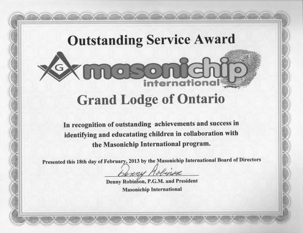 MasoniChIP Service Award 2013